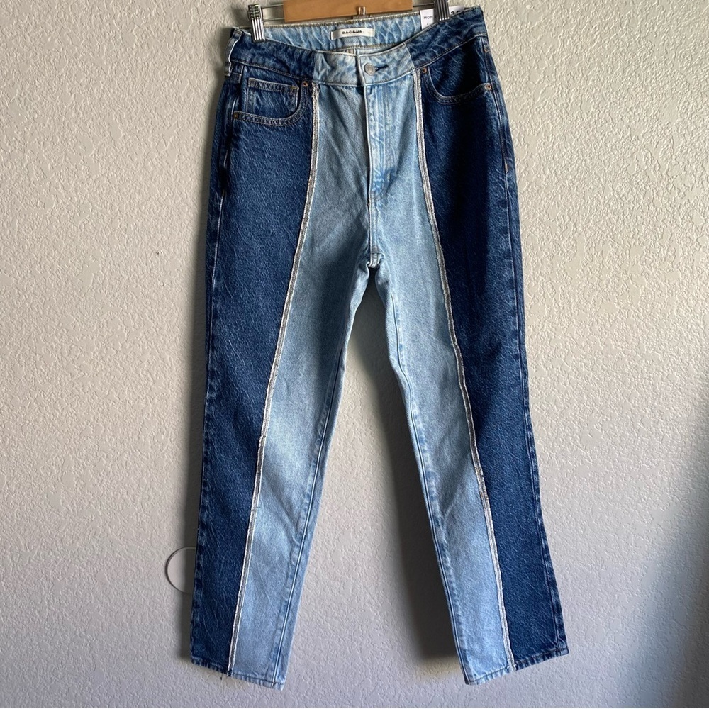Pacsun Mom Two Tone Patch Denim Jeans